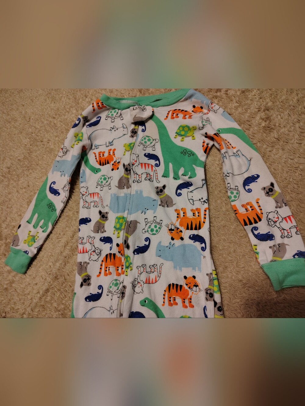 Carter's Toddler Footed Pajama Sleeper Gender Neutral Zoo Animal Print Size 24m